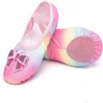Elegant Gradient Color Bowknot Slip On Ballet Shoes For Girls