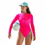Long Sleeve Front Zip One Piece Swimsuit