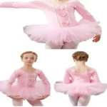 Charming One-Piece Ballet Dress Set for Girls with Ruffled Skirt