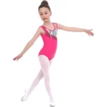 Glittery Girls' Sleeveless Gymnastics Leotard