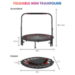 Olympiad Foldable 100cm Fitness Cardio Round Trampoline with Adjustable Handle Bar - Image 6