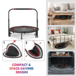 Olympiad Foldable 100cm Fitness Cardio Round Trampoline with Adjustable Handle Bar - Image 4