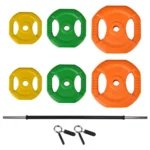 20KG Colorful Adjustable Weightlifting Plates With Bar - Image 3