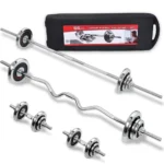 Chrome Adjustable Fitness Set Weight Plates and Barbell 55KG - Image 2