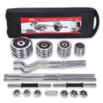 Chrome Adjustable Fitness Set Weight Plates and Barbell 55KG