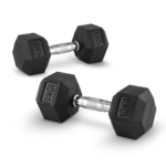 10KG HEX Rubber Dumbbells Set - Image 3