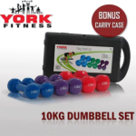 10KG Rubber-Coated Dumbbell Set with Carry Bag - Image 2