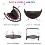Olympiad Foldable 100cm Fitness Cardio Round Trampoline with Adjustable Handle Bar - Image 2