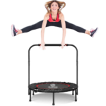 Olympiad Foldable 100cm Fitness Cardio Round Trampoline with Adjustable Handle Bar
