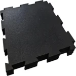 Black Rubber Interlock Gym Flooring Tiles – 100×100 cm