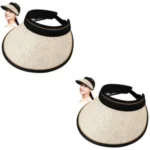 Foldable Wide Brim Straw Visor Beach Hat - Image 3