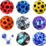 Colorful Bouncy Space Ball - Galaxy Moon Design