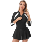 Modest Women’s One-Piece Skirted Swimsuit with Sleeves