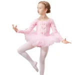 Charming One-Piece Ballet Dress Set for Girls with Ruffled Skirt - Image 3
