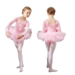 Charming One-Piece Ballet Dress Set for Girls with Ruffled Skirt