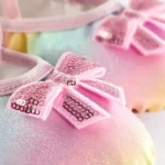 Elegant Gradient Color Bowknot Slip On Ballet Shoes For Girls - Image 2