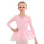 Girls Pink Ballet Dress with Tutu Skirt - Image 2